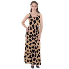 Leopard Skin Pattern Sleeveless Velour Maxi Dress by Bedest