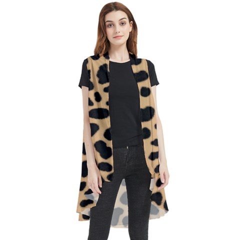 Leopard Skin Pattern Sleeveless Chiffon Waistcoat Shirt by Bedest