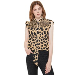 Leopard Skin Pattern Frill Detail Shirt by Bedest