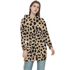 Leopard Skin Pattern Women s Long Oversized Pullover Hoodie by Bedest