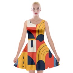 Abstract Pattern Velvet Skater Dress