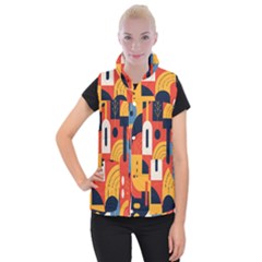 Abstract Pattern Women s Button Up Vest