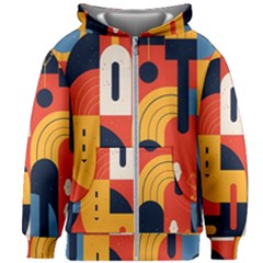 Abstract Pattern Kids  Zipper Hoodie Without Drawstring