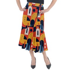 Abstract Pattern Midi Mermaid Skirt by Bedest