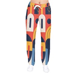 Abstract Pattern Women Velvet Drawstring Pants