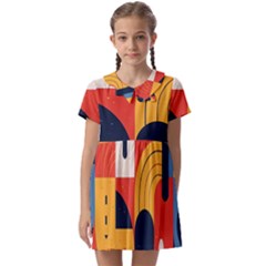 Abstract Pattern Kids  Asymmetric Collar Dress