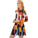 Abstract Pattern Long Sleeve Velour Longline Dress View2