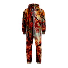 Forest Path Red Nature Hooded Jumpsuit (kids)