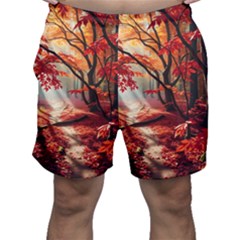 Forest Path Red Nature Men s Shorts