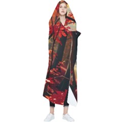 Forest Path Red Nature Wearable Blanket