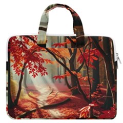 Forest Path Red Nature Macbook Pro 15  Double Pocket Laptop Bag 