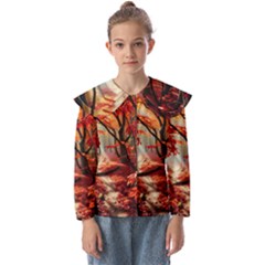 Forest Path Red Nature Kids  Peter Pan Collar Blouse