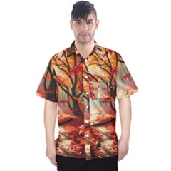 Forest Path Red Nature Men s Hawaii Shirt