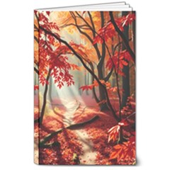 Forest Path Red Nature 8  X 10  Softcover Notebook by Bedest