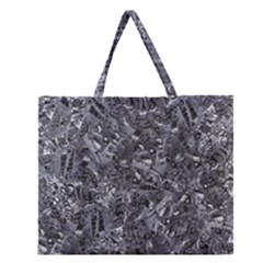 Geologic Marine Life Motif Black And White Print Zipper Large Tote Bag by dflcprintsclothing