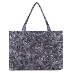 Geologic Marine Life Motif Black And White Print Zipper Medium Tote Bag by dflcprintsclothing