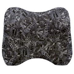 Geologic Marine Life Motif Black And White Print Velour Head Support Cushion