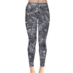 Geologic Marine Life Motif Black And White Print Everyday Leggings  by dflcprintsclothing