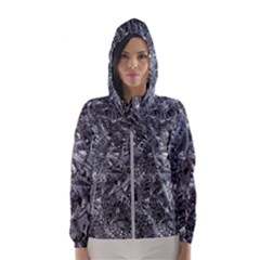 Geologic Marine Life Motif Black And White Print Women s Hooded Windbreaker