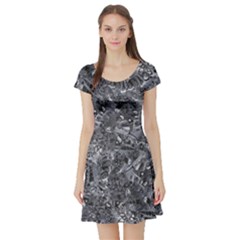 Geologic Marine Life Motif Black And White Print Short Sleeve Skater Dress by dflcprintsclothing