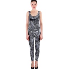 Geologic Marine Life Motif Black And White Print One Piece Catsuit by dflcprintsclothing