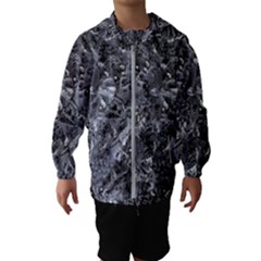 Geologic Marine Life Motif Black And White Print Kids  Hooded Windbreaker