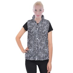 Geologic Marine Life Motif Black And White Print Women s Button Up Vest