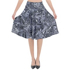 Geologic Marine Life Motif Black And White Print Flared Midi Skirt by dflcprintsclothing