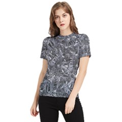 Geologic Marine Life Motif Black And White Print Women s Short Sleeve Rash Guard by dflcprintsclothing