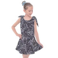 Geologic Marine Life Motif Black And White Print Kids  Tie Up Tunic Dress by dflcprintsclothing