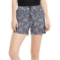 Geologic Marine Life Motif Black And White Print Women s Runner Shorts by dflcprintsclothing