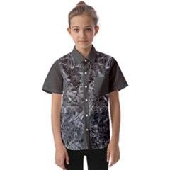 B Geologic Marine Life Motif Black And White Print Kids  Short Sleeve Shirt by dflcprintsclothing