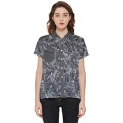 B Geologic Marine Life Motif Black And White Print Short Sleeve Pocket Shirt by dflcprintsclothing