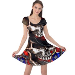 Confederate Flag Usa America United States Csa Civil War Rebel Dixie Military Poster Skull Cap Sleeve Dress by Ket1n9