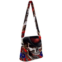 Confederate Flag Usa America United States Csa Civil War Rebel Dixie Military Poster Skull Zipper Messenger Bag by Ket1n9