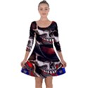 Confederate Flag Usa America United States Csa Civil War Rebel Dixie Military Poster Skull Quarter Sleeve Skater Dress View1