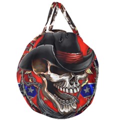 Confederate Flag Usa America United States Csa Civil War Rebel Dixie Military Poster Skull Giant Round Zipper Tote by Ket1n9