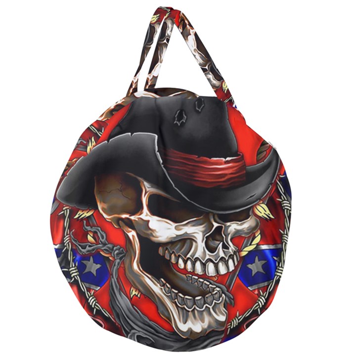 Confederate Flag Usa America United States Csa Civil War Rebel Dixie Military Poster Skull Giant Round Zipper Tote