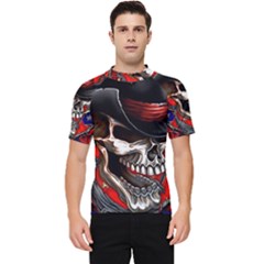 Confederate Flag Usa America United States Csa Civil War Rebel Dixie Military Poster Skull Men s Short Sleeve Rash Guard by Ket1n9