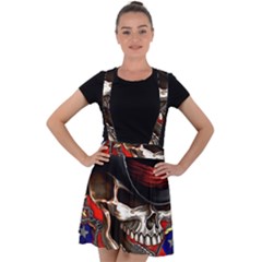 Confederate Flag Usa America United States Csa Civil War Rebel Dixie Military Poster Skull Velvet Suspender Skater Skirt by Ket1n9