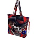 Confederate Flag Usa America United States Csa Civil War Rebel Dixie Military Poster Skull Drawstring Tote Bag View1