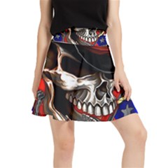 Confederate Flag Usa America United States Csa Civil War Rebel Dixie Military Poster Skull Waistband Skirt by Ket1n9