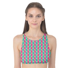 Yellow Blue Pattern Tank Bikini Top