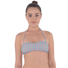 Yellow Blue Pattern Tie Back Bikini Top by ytdream