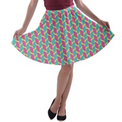 Yellow Blue Pattern A-line Skater Skirt by ytdream