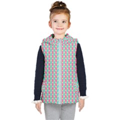 Yellow Blue Pattern Kids  Hooded Puffer Vest