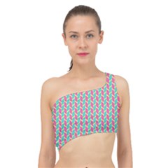 Yellow Blue Pattern Spliced Up Bikini Top  by ytdream