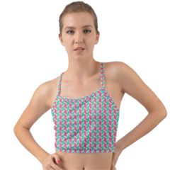 Yellow Blue Pattern Mini Tank Bikini Top by ytdream