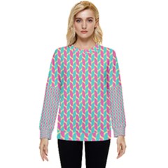 Yellow Blue Pattern Hidden Pocket Sweatshirt