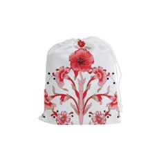 A Design Of A Red Flower On A White Background Drawstring Pouch (medium) by catchydesignhill